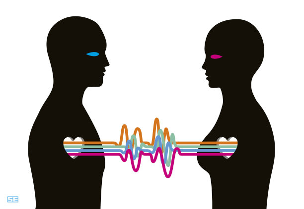 有彩色心纹的男人和女人图片下载