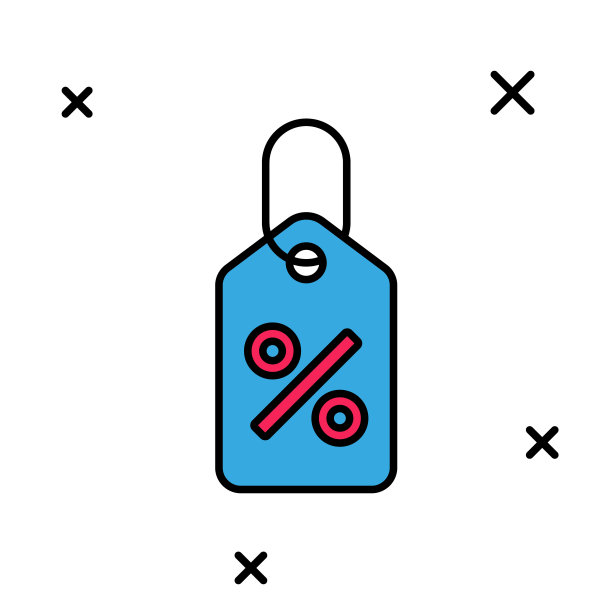 填充轮廓折扣百分比标签图标孤立在白色背景。购物标记符号。特别优惠的迹象。折扣券的象征。向量图片下载