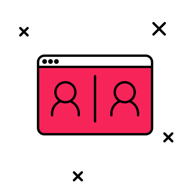 填充轮廓视频聊天会议图标孤立在白色背景。在家进行在线会议工作。远程项目管理。向量图片下载