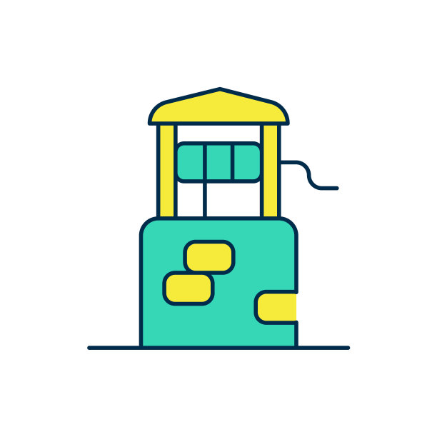 填充轮廓井图标孤立在白色背景。向量图片下载