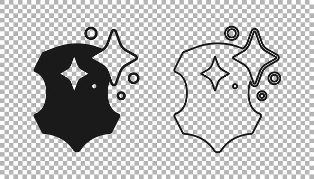 黑色皮革图标孤立的透明背景。向量图片下载