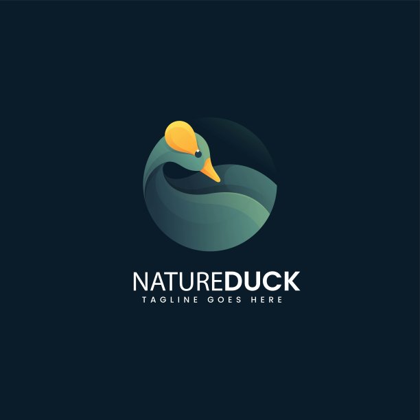 矢量插图鸭梯度彩色风格。图片下载