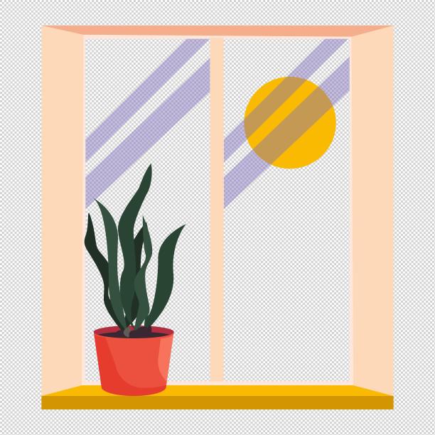 窗户窗台盆栽图片下载