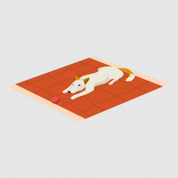 狗趴着毯子球图片下载