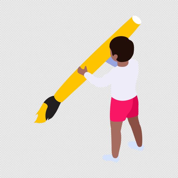 小男孩拿着画笔图片下载