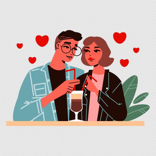 男女饮料吸管图片下载