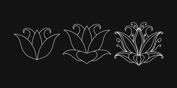 莲花涂鸦图标孤立。草图矢量素材插图。每股收益10图片下载