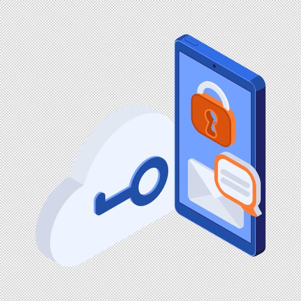 云端钥匙手机锁头图片下载