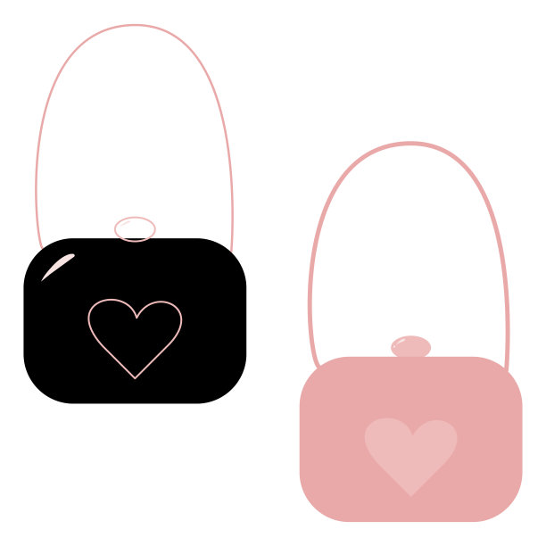 一组简单的图片两个女人的手提包在粉红色和黑色的颜色。矢量图形图片下载