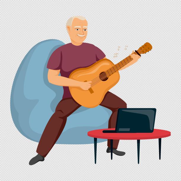 老爷爷吉他沙发图片下载