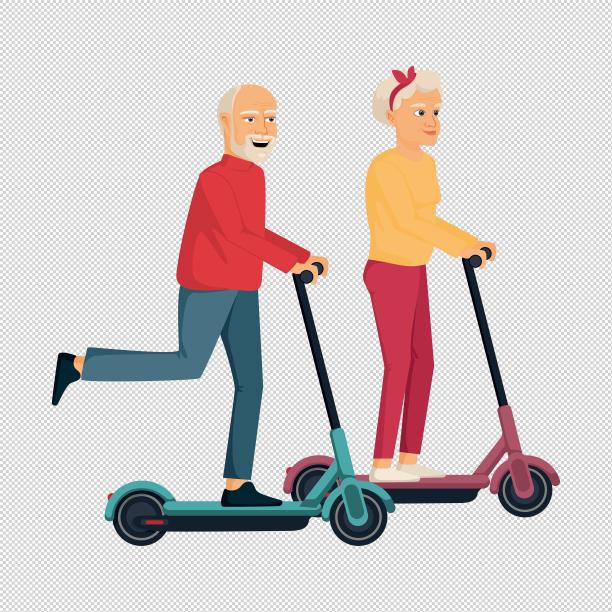 老年人滑板车骑行图片下载