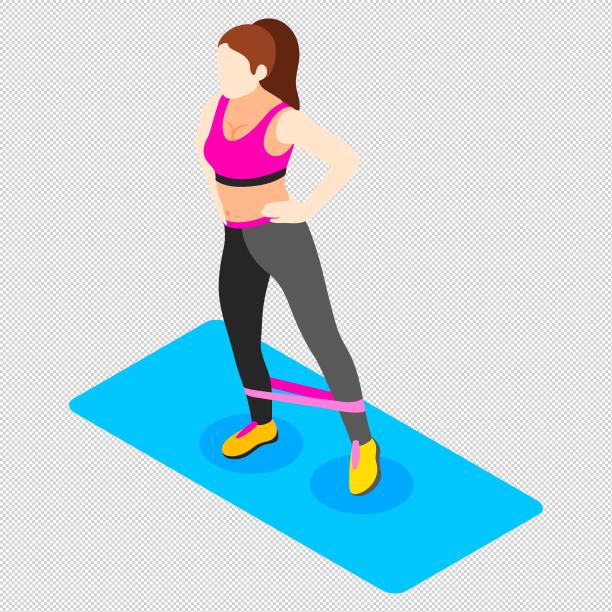 女人瑜伽垫弹力带图片下载