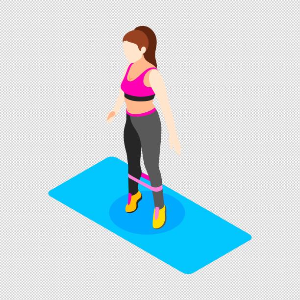 女人弹力带踮脚图片下载