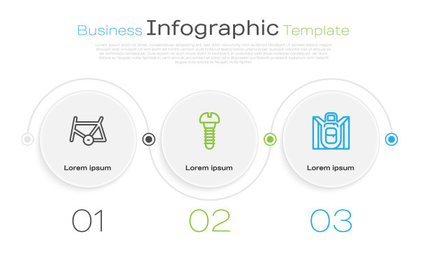 自行车架，金属螺丝，徒步背包。业务信息模板。向量图片下载
