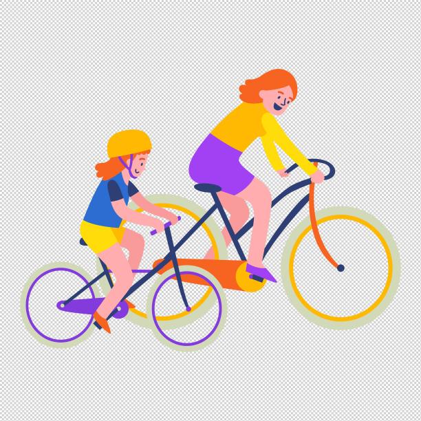 母女自行车骑行图片下载