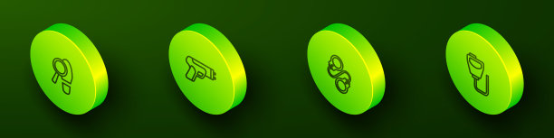 设置等距线脚印，警察电击，手铐和对讲机图标。向量图片下载