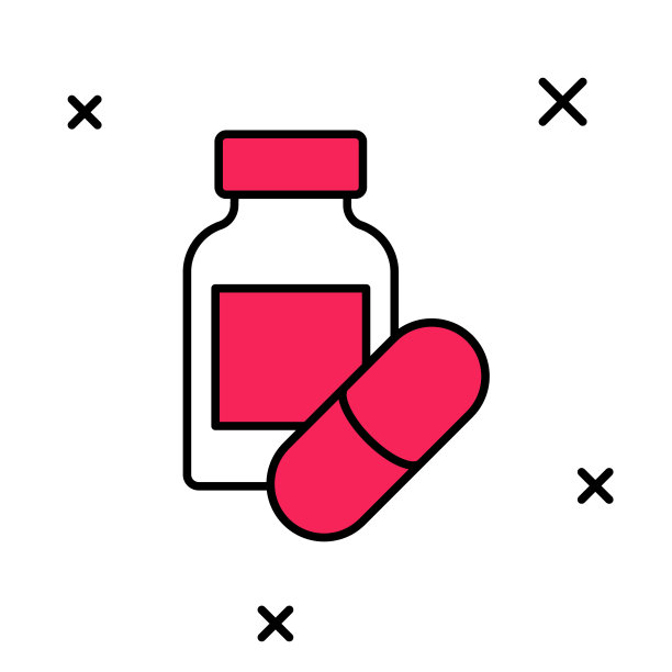 填充轮廓安眠药图标孤立在白色背景。向量图片下载