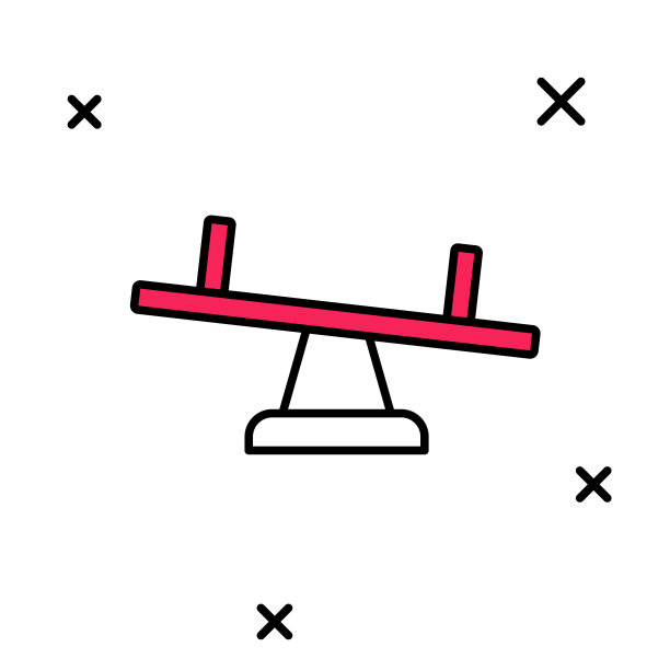 填充轮廓跷跷板图标孤立的白色背景。摇摇欲坠平等委员会。操场上的象征。向量图片下载