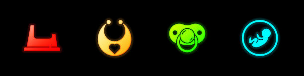 设置婴儿厕所，围兜，奶嘴和图标。向量图片下载