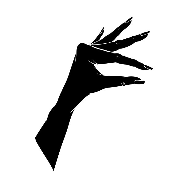 矢量剪影的手在一个白色的背景图片下载