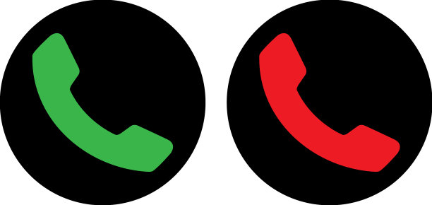 绿色和红色的电话图标图片下载