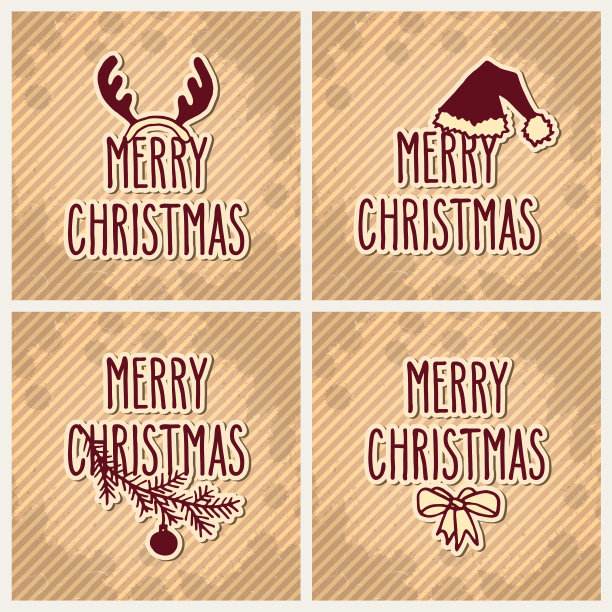 老式圣诞贺卡集图片下载