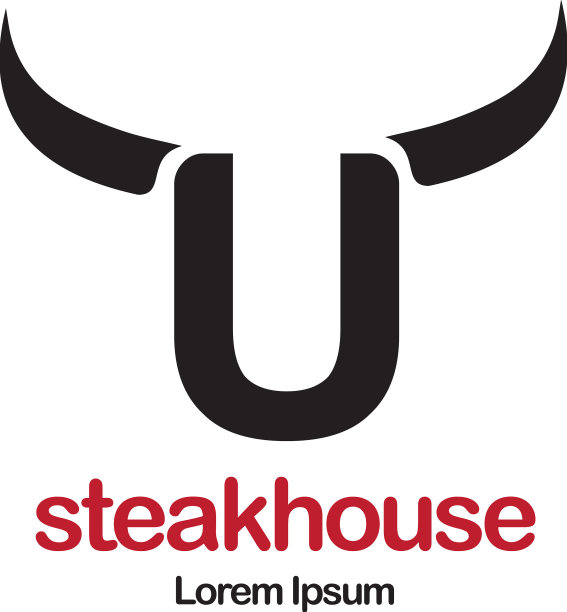 牛排餐厅标志设计图片下载