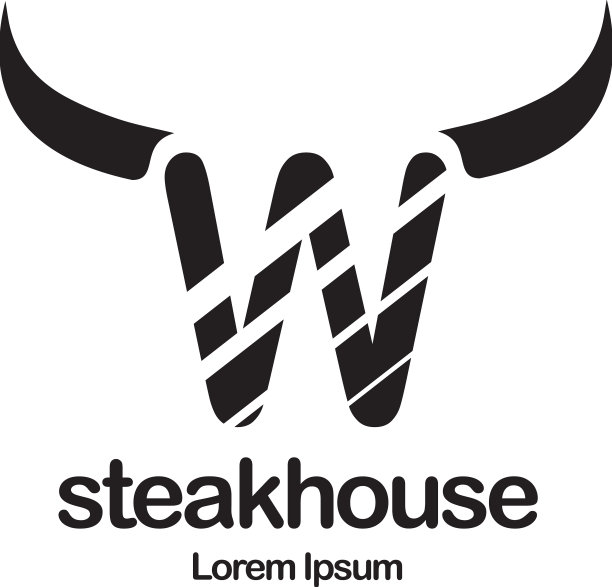 牛排餐厅标志设计图片下载