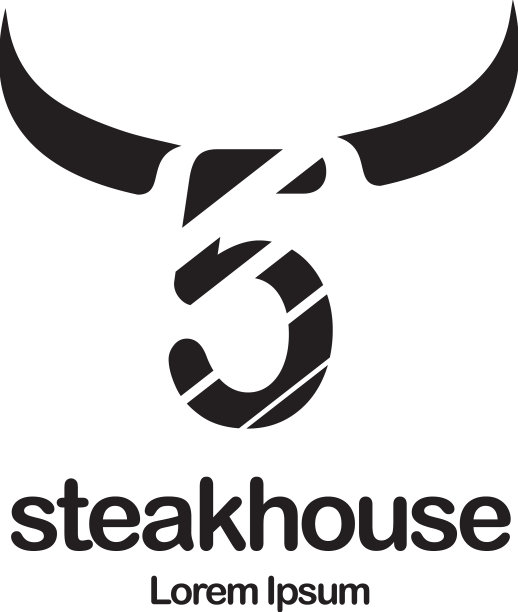 牛排餐厅标志设计图片下载