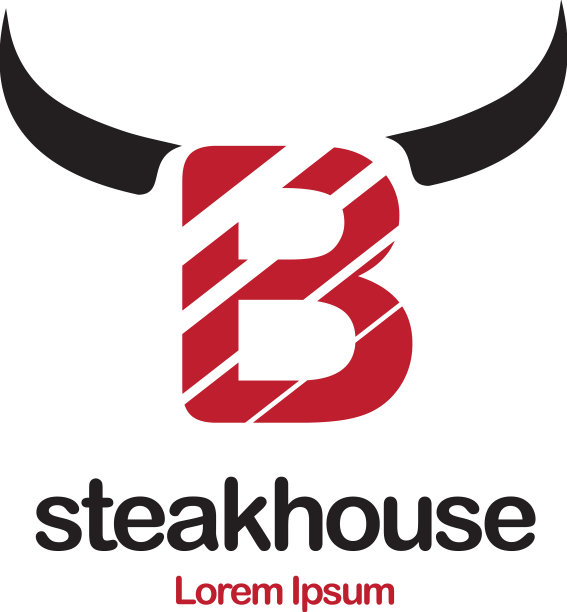 牛排餐厅标志设计图片下载