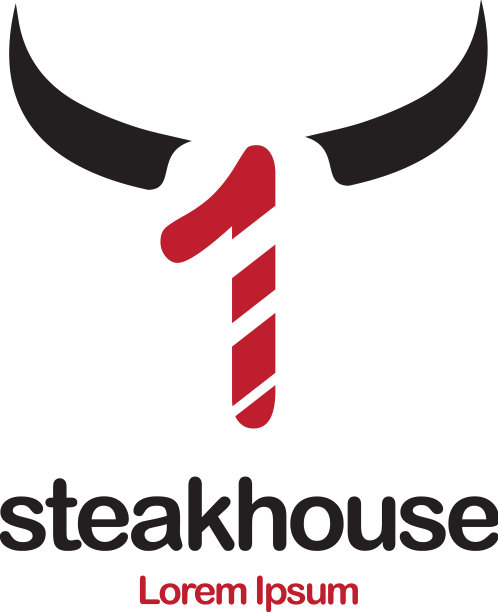 牛排餐厅标志设计图片下载