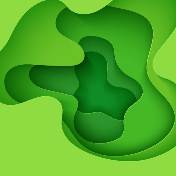 抽象的绿色背景剪纸风格。从纸板上剪出的3d布局壁纸。带有抽象曲线形状的现代模板。向量环境卡与剪纸波为商业海报。图片下载