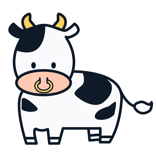 一头戴着鼻环的牛的全身插图图片下载