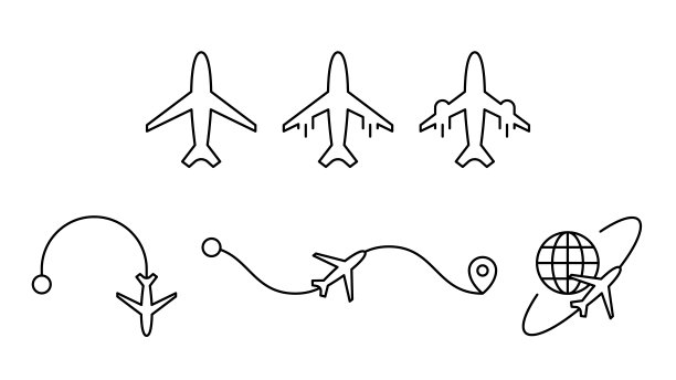 飞机图标和飞行插图。图片下载