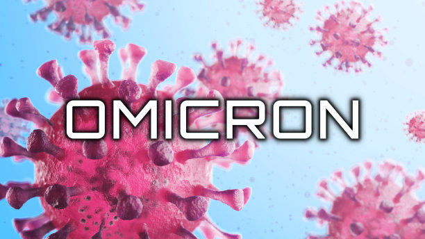 奥密克戎，冠状病毒2019-nCov的新变种新型冠状病毒概念。Sars-cov-2导致了COVID-19的爆发。世界危险的冠状病毒大流行。显微镜病毒靠近。3 d渲染。图片下载