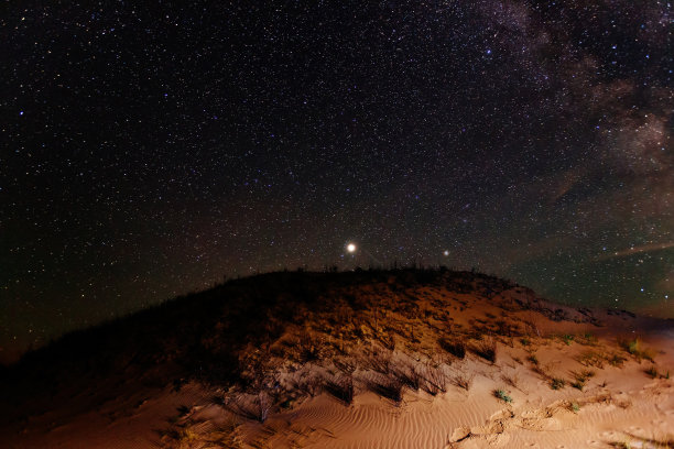 星空下的沙漠景观图片下载