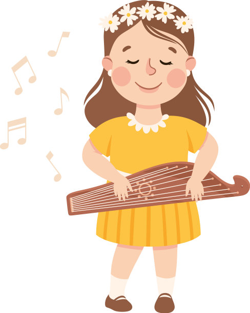 有趣的女孩演奏竖琴乐器图片下载