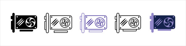 GPU的图标集。可用于网页，移动或ui。现代矢量插图孤立的白色背景。每股收益10图片下载