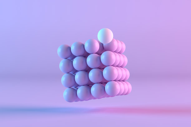 三维球块立方体形状，团队合作，领导力，创意，经营理念，霓虹灯照明图片下载