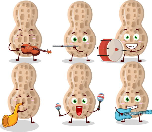 花生的卡通人物在玩一些音乐图片下载