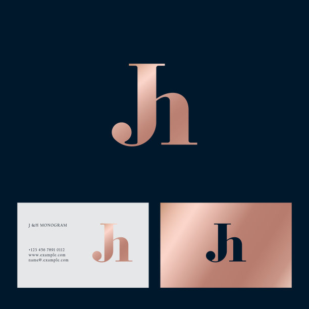 黄金JH字母组合。字母J和字母H的组合。图片下载