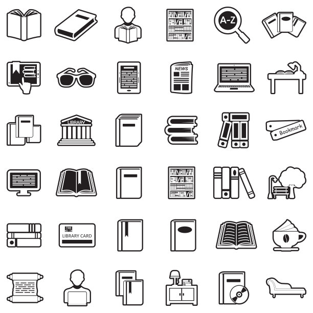 书籍和阅读图标。线条与填充设计。矢量插图。图片下载