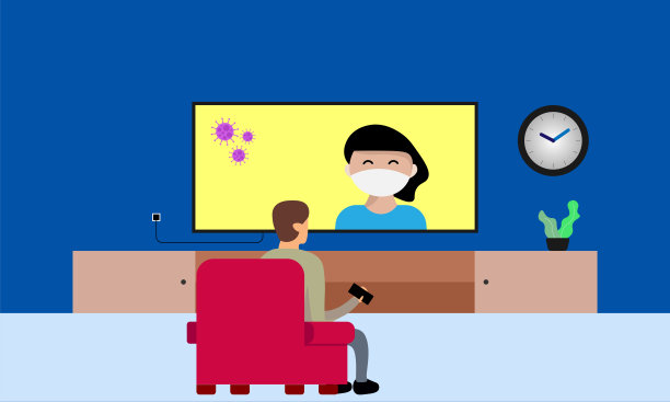 男人戴着口罩观看冠状病毒新闻图片下载