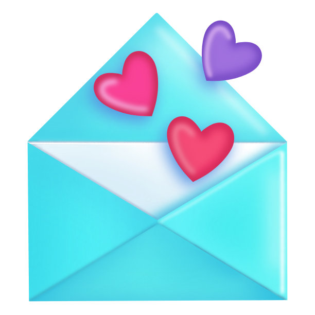 带有浪漫信息的蓝色信封图片下载