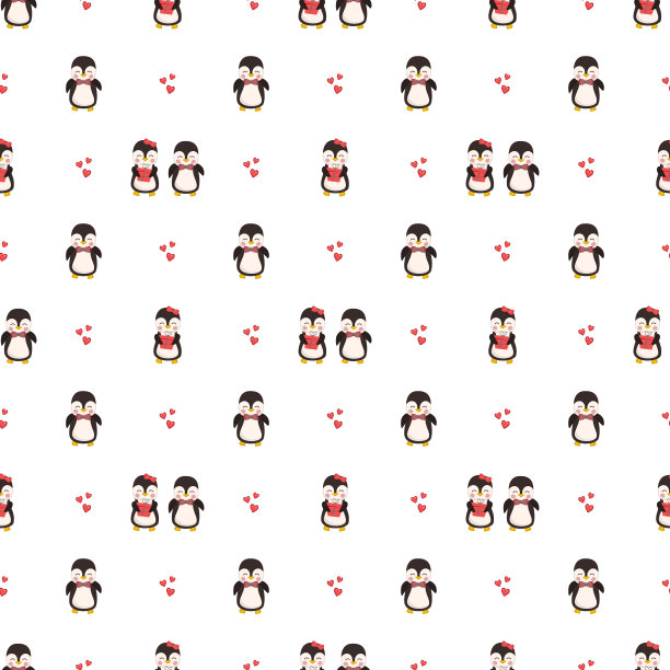 无缝的图案与企鹅相爱图片下载