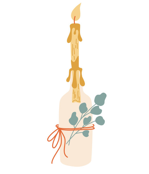 瓶子里的蜡烛。节日装饰设计元素。石蜡芳香蜡烛。舒适的家。为了健康和美丽。手绘卡通矢量插图。图片下载