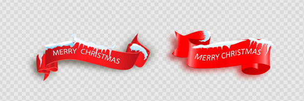 圣诞快乐庆祝背景与红色现实丝带横幅。矢量插图。图片下载