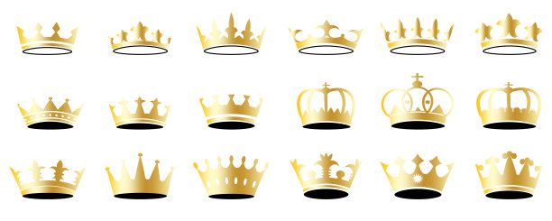收集皇冠图标。金色的迹象。装饰元素。现代设计。手绘。矢量插图。股票的形象。图片下载
