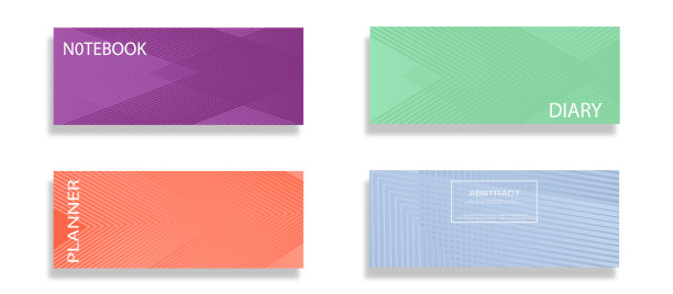 最小矢量抽象封面笔记本设计。计划和日记封面印刷。图片下载