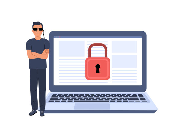 保安保护电脑。计算机数据保护概念。矢量插图。图片下载